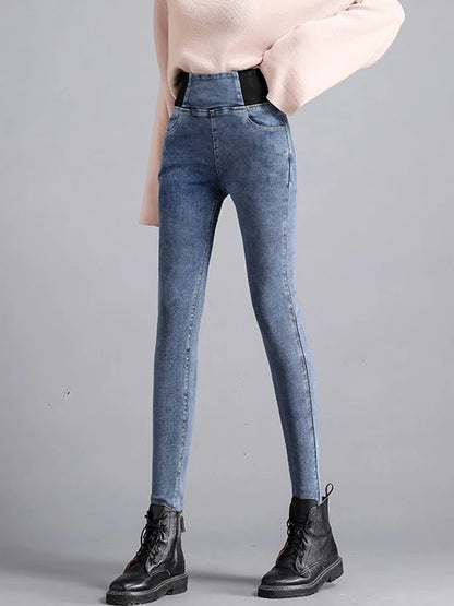 Pencil Jeans Women Spring Fall High Waist Skinny Denim Pants New Korean Casual Stretch Vaqueros Vintage Leggings Kot Pantolon.
