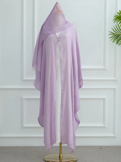 Women Eid Türkiye Dubai Solid Pleated Luxury Muslim Fashion Kimono Cardigan Long Dress Kaftan Robe Femme Islam Clothing Kebaya.