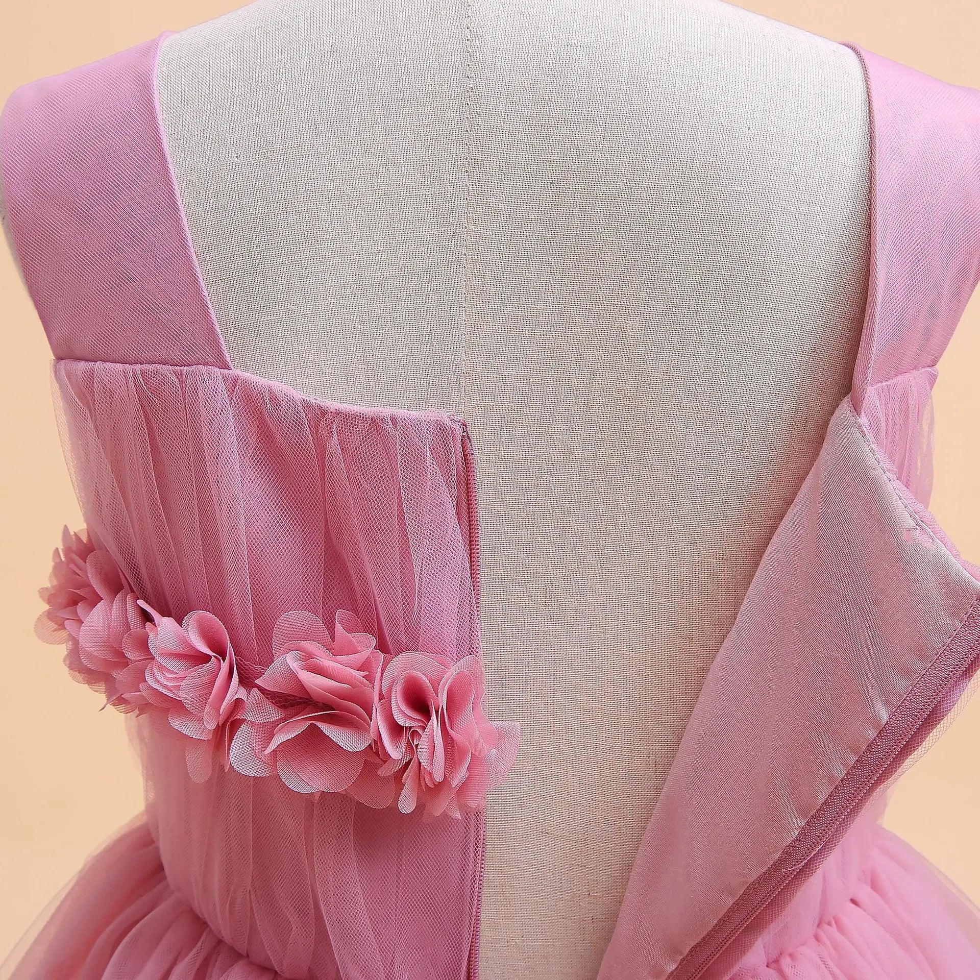 Mädchen Partykleider Weiß Langes Hochzeit Brautjungfer Prinzessin Kleid Abend Tüllkleid Abschlussball Klavier Performance Kleid.