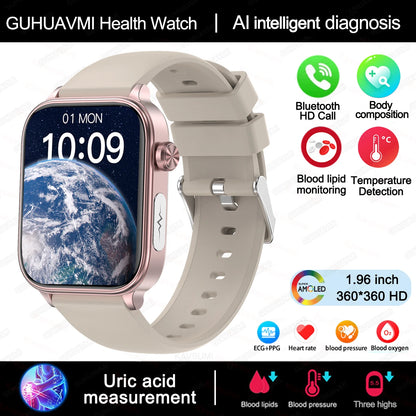 2025 New ECG+PPG Monitoring Smart Watch Women Blood pressure Blood Lipid Uric Acid Women Menstrual Health Tracker Smartwatches