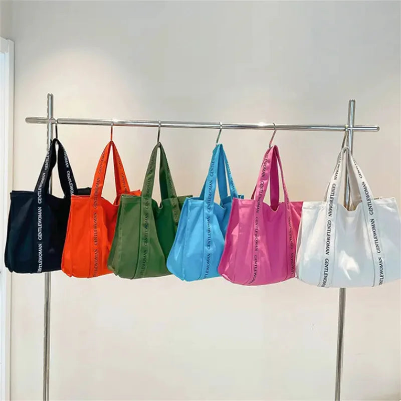 100pcs Custom Logo Fashion Tote Canvas Bags Active Lifestyle Sporty Cotton Handbag for Gym.