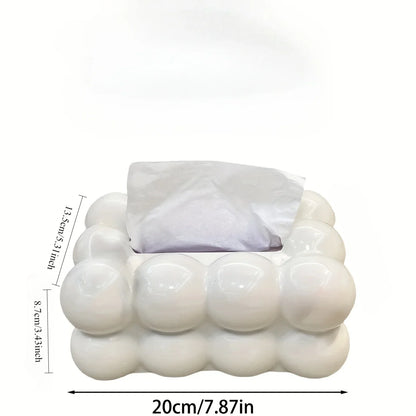 Chic Cloud-Shaped Tissue Holder Decorative Desktop Organizer for Living Room Durable Plastic Napkin Dispenser with Storage Box.