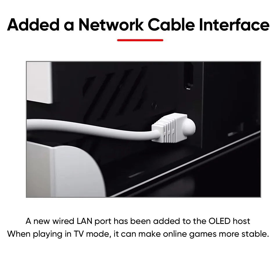 Nintendo Switch OLED Game Console with white or neon (64GB) 7 inch OLED screen enhanced Audio LAN port with cable.