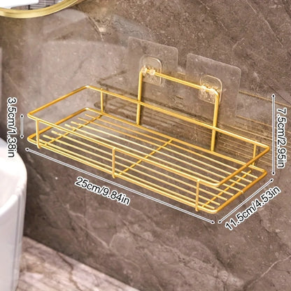 Wandregal ohne Bohren, Badezimmer-Aufbewahrung, Organizer, Hängeregal für Zuhause, Küche, Metallrahmen, Regale, Badezimmer-Accessoires