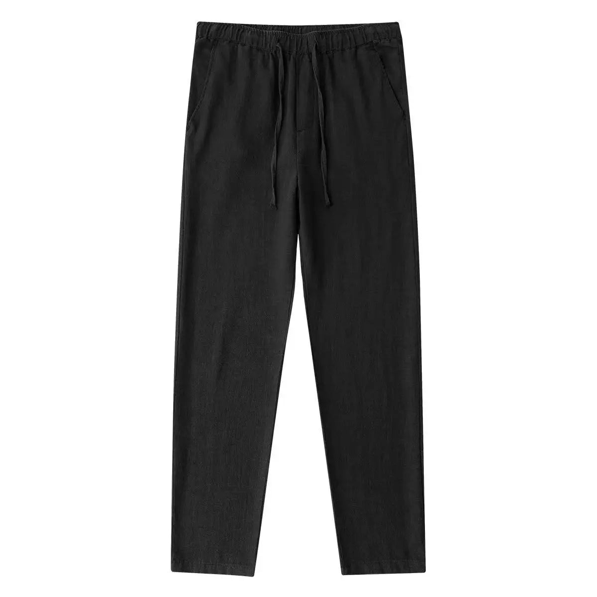 Men's Cotton Linen Pants Male Autumn New Breathable Solid Color Linen Trousers Fitness Streetwear Back With Pocket.