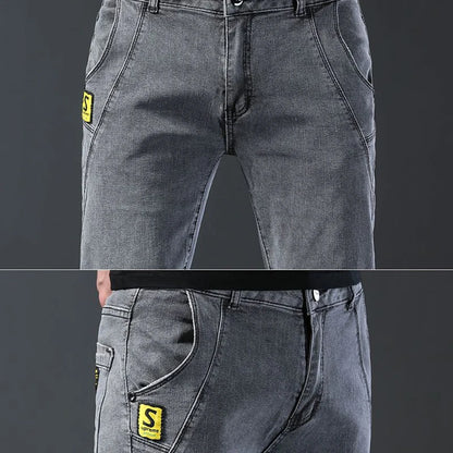 Men New Fashion Comfortable Slim Fit Jeans Male Loose Straight Smart Casual Denim Pants Regular Look Taller Elasticity Trousers.
