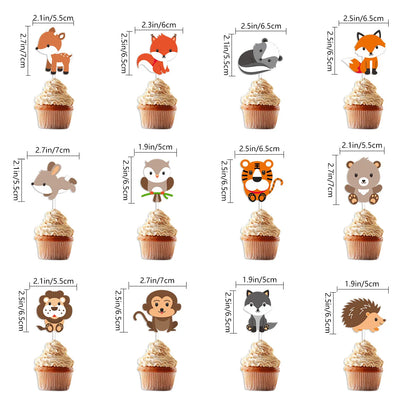 Wald Wald Thema Hintergrund Safari Tiere Alles Gute zum Geburtstag Banner Spirale Aufhänger Kuchen Topper Baby Dusche Geburtstag Party Dekor.