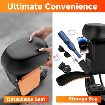 LP60XB Updated Seat Storage Box Electric Scooter 25KM Longe Range Power Kick Scooter Tire Shock Absorption 350W 31KM/H Scooter.