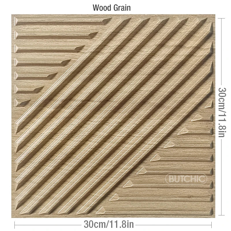 12pcs 30x30cm 3D Stereo Wall Panel Diamond Champagne gold Wood grain tile 3D wall sticker Wood grain living room Bathroom paper