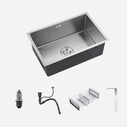 304 Stainless Steel Kitchen Sink Multiple Size Single Bowl Undermount Basin For Kitchen Fixture Improvement With Drainage