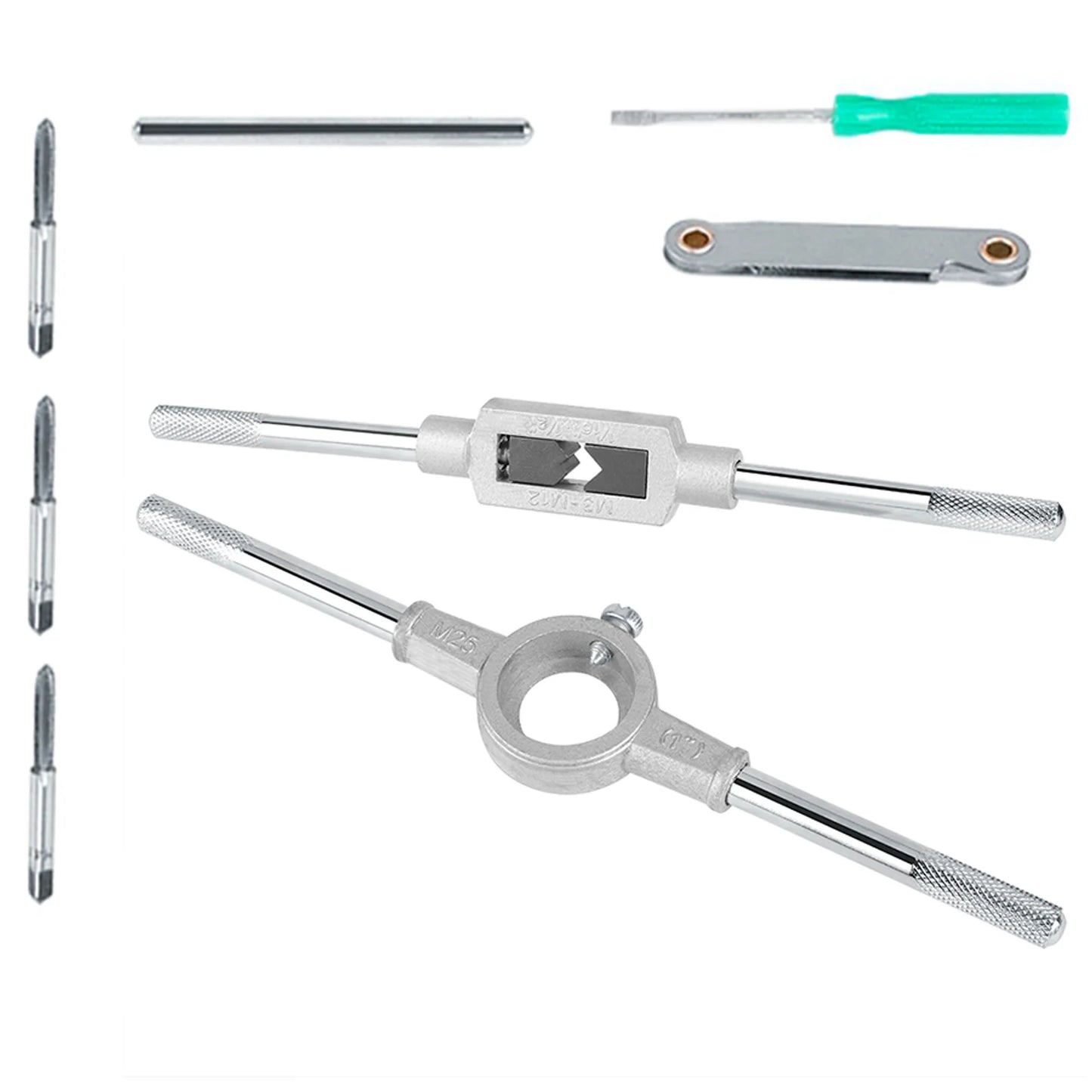 40-teiliges Gewindebohrer-Gewindebohrer-Set mit Gewindebohrer M3-M12, Gewindebohrer und Matrizenset mit Schraubenschlüsseln und Gewindelehre, robuste Handwerkzeuge