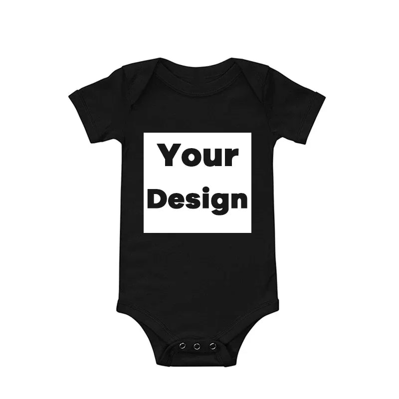 DIY IHR DRUCK ODER LOGO Neugeborenen-Anpassungs-Body, Langarm- und Kurzarm-Overall, einfacher, maßgeschneiderter TEXT-Babyspielanzug.
