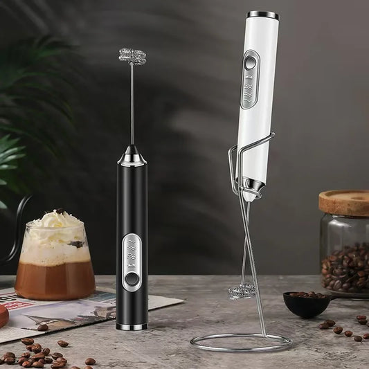 Kitchen Powerful Milk Frother Handheld Foam Maker for Lattes - Whisk Drink Mixer for Coffee Electric Rechargeable Egg Beater.