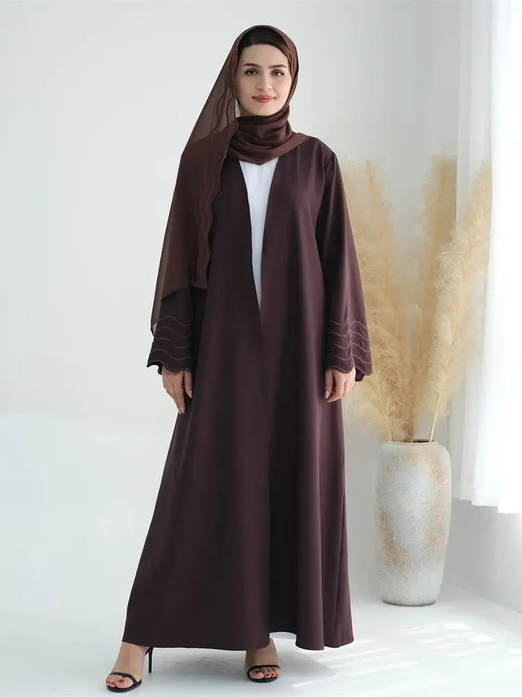 Ramadan Eid Women Coffee Dubai Khimar Abaya Damen Muslim Kimono Hijab Dress Set Kebaya Kaftan Djellaba Robe Femme Musulmane.