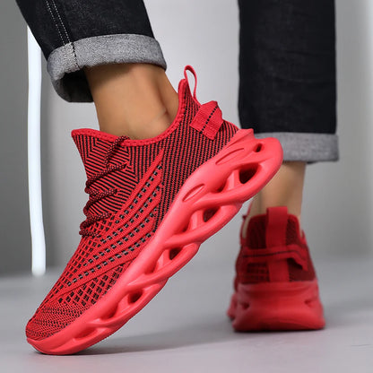 Männer Schuhe Bequeme Turnschuhe Atmungsaktiv Für Mesh Tennis Sport Laufen Gehen Im Freien Rot Fliegen Weben Frauen Slip-on Gym schuhe