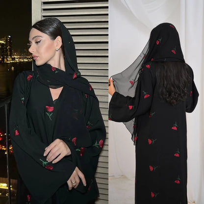 Eid 2025 New Embroideried Abaya Kimono Dubai Luxury Cardigan Muslim Party Kaftan Robe Abayas for Women Turkish Islamic Clothing.