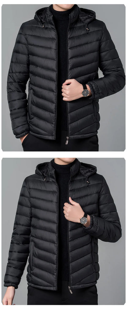 New Autumn Men's Thin Cotton Jacket Ribs Middle-aged and Elderly Hooded Cotton.