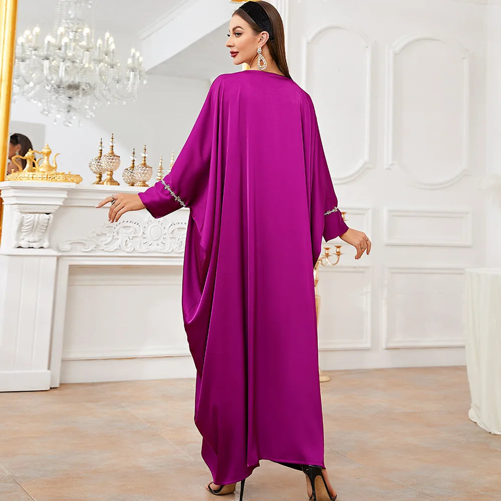 Uni Tassel Gradient Dubai Muslim Abaya For Woman O-Neck Elegant Casual Loose Moroccan Saudi Kebaya Fashion Party Dress 2024