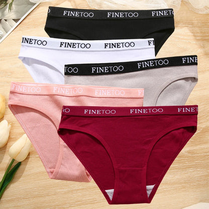 5Pcs/Set Sexy Women' Cotton Pantys Comfort Letter Printed Woman Briefs Ladies Underpants Fashion Girls Waist Band Lingerie M-XXL.