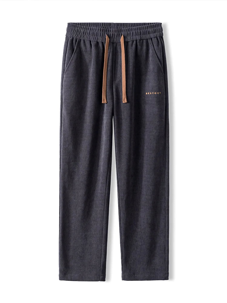 High Quality Brand Clothing Autumn Winter Corduroy Pants Men Elastic Waist Straight Thick Korea Outdoors Casual Trousers Gift.