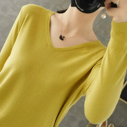 Frauen Pullover Herbst Winter V-ausschnitt Strickwaren Lange Hülse Lose Kaschmir Pullover Pullover Dame Günstige Qualität Jumper Gestrickte Tops