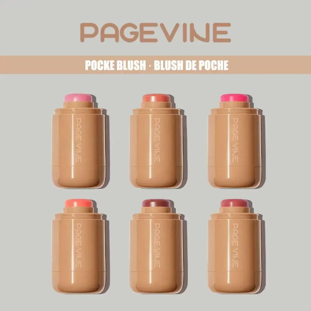 New PAGE VINE Pocket Blush Stick Cream 2-in-1Lip and Cheek Hydrating Stick Natural Rouge Powder Blush Cream Korea Pink Cosmetics.