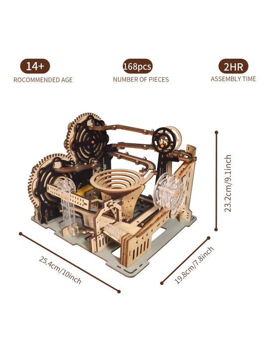Electric 3D Wooden Puzzles Marble Run Model Kits  Brain Teaser Puzzle DIY handmade Christmas gift.