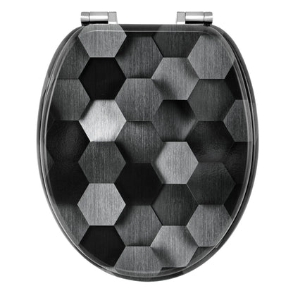 O-förmiger Toilettensitz, verstellbare Scharniere, Toilettendeckel mit Motiv, Soft-Close-Mechanismus für Badezimmer