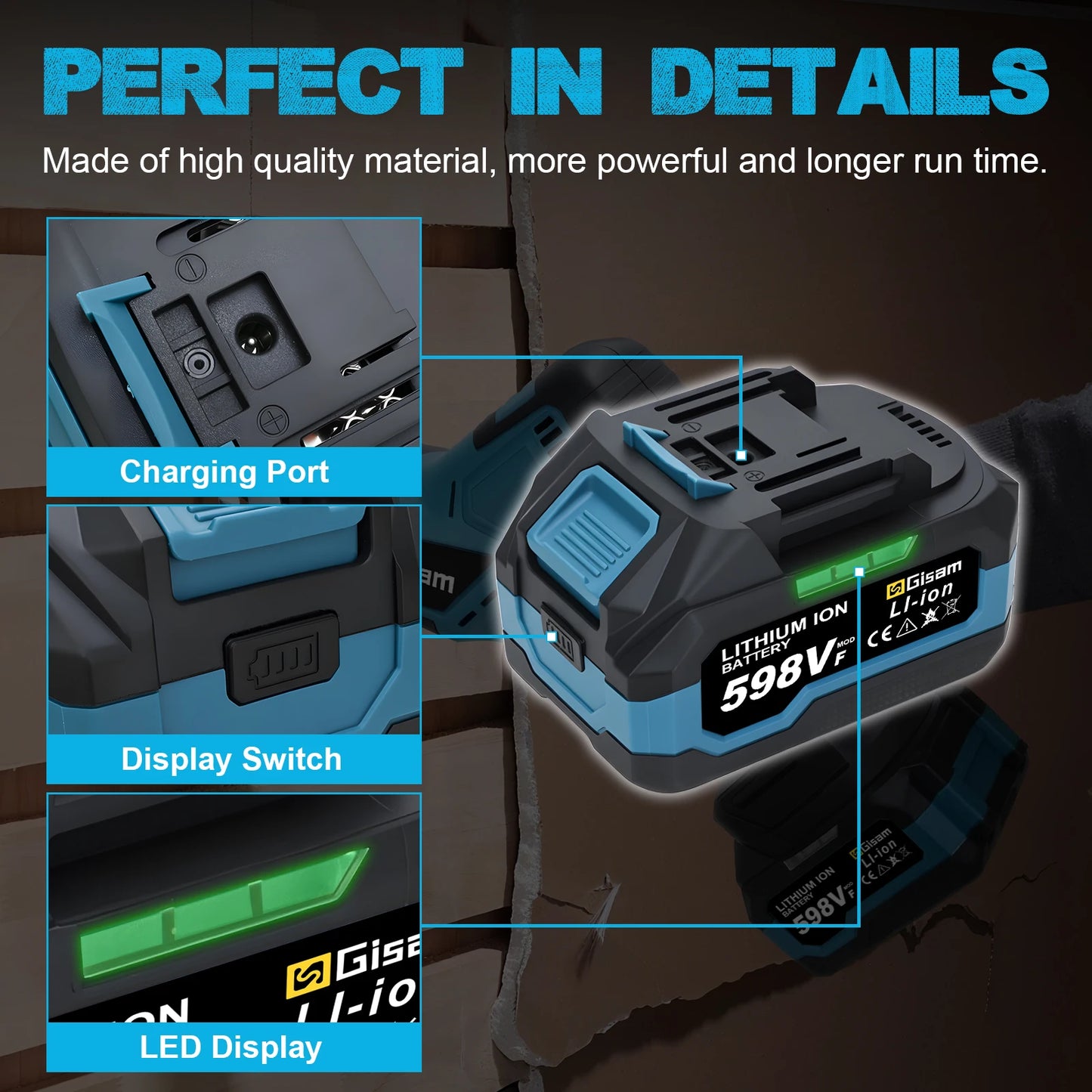 GΣ 4,0 Ah 4,5 Ah wiederaufladbarer Lithium-Ionen-Akku für Akku-Schleif-/Bürstenlosen Schraubenschlüssel/Schraubendreher für 18-V-Akkus von Makita