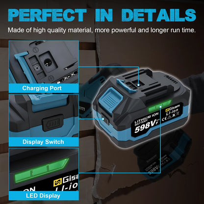 GΣ 4,0 Ah 4,5 Ah wiederaufladbarer Lithium-Ionen-Akku für Akku-Schleif-/Bürstenlosen Schraubenschlüssel/Schraubendreher für 18-V-Akkus von Makita