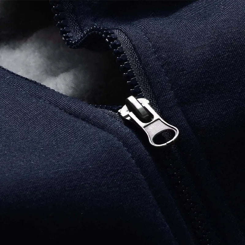 2023 New Winter Thick Men Sports Suit Tracksuit Hooded Sportswear Zipper Cardigan Hooded Woolen Trousers Pants Casual Men Set.