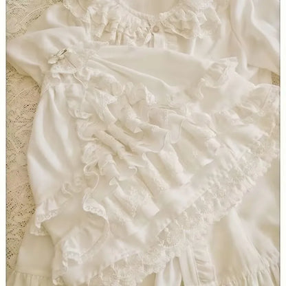 Japanese Medieval Victorian Vintage Lolita Shirts Women Sweet Flare Long Sleeves Slim Y2k Tops Female Gothic  Blusas Blouses.