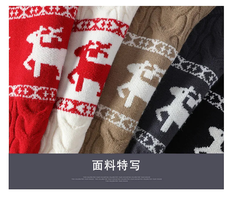 2024 Winter sweater new High End Luxury Cashmere Sweater Men Thick Warm Mens Sweaters With Deer Korean Harajuku Christmas Jumper.