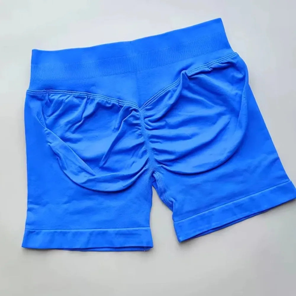 WOMEN SPORTS Impact Shorts Low Ribbed Waist Seamless Scrunch Bum Workout Gym Shorts Booty Hight Stretch Running Shorts.