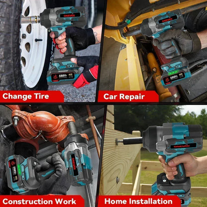 ONEVAN 2800N.M Bürstenloser elektrischer Schlagschrauber 1/2 Zoll Akku-Drehmomentschlüssel Schraubendreher Elektrowerkzeug für Makita 18V Batterie Pin