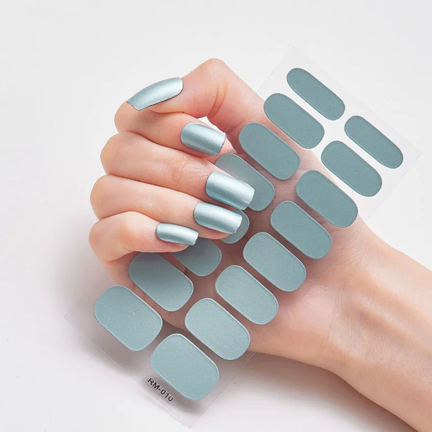 Glitter Gradient Full Cover Nail Art Stickers Fashion Silver Purple Nail Polish Strips DIY Waterproof Nail Foil Sticker Manicur