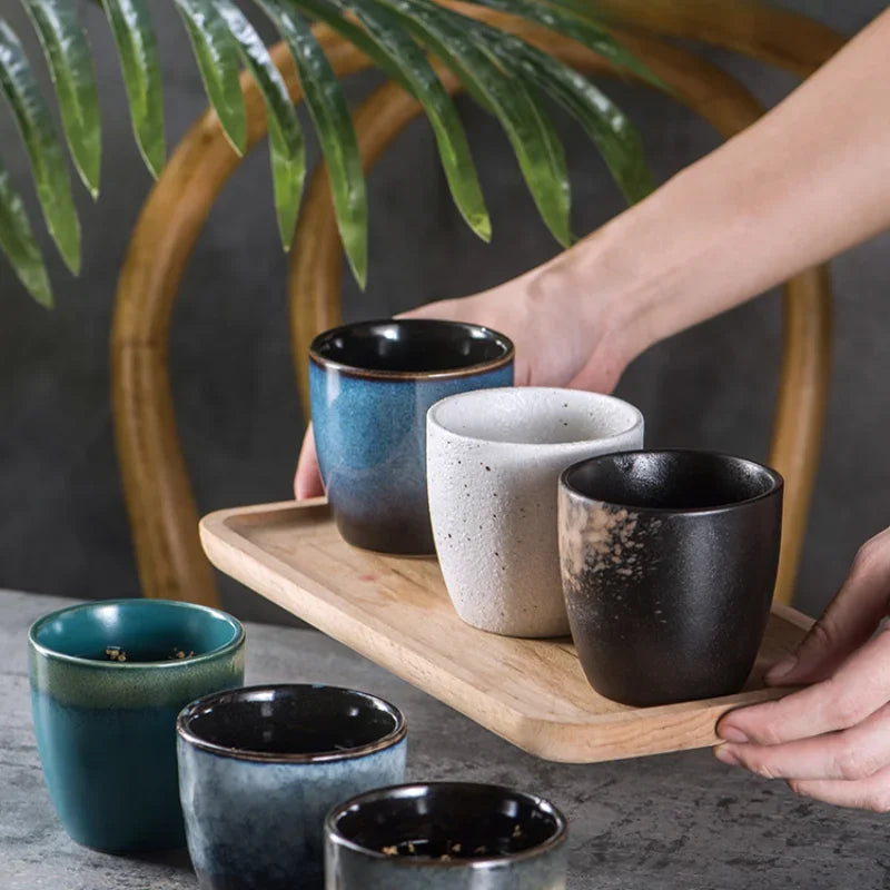 Japanese Ceramic TeaCup Stoneware Mug Soup Cup for Tea Ceremony Minimalist Style Hotel Home Decoration Heat-resistant Thickened.
