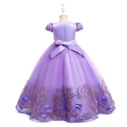 2024 neue Blume Junge Langes Kleid Mädchen Klavier Leistung Kleid Wunderschöne Geburtstag Party Abendkleid 4-12 Jahre Alt karneval Kleidung