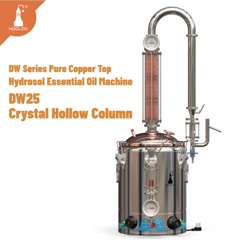 HOOLOO DW 25/50 Distiller Home Copper Still Hydrosol & Essential Oil Extractor Distillation Kit Multifunctional Distiller.