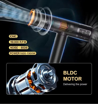 VGR Hair Dryer Professional Air Blower Brushless Motor Hair Dryer Machine 110000 RPM Negative Ion Hair Styling Blow Dryer V-427