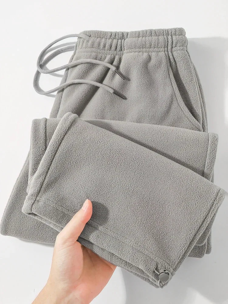 Vintage Thick Winter Casual Fleece Pants Men Wide leg Baggy Warm Sweatpants Male Drawing Jogger Pants Falls Trousers.