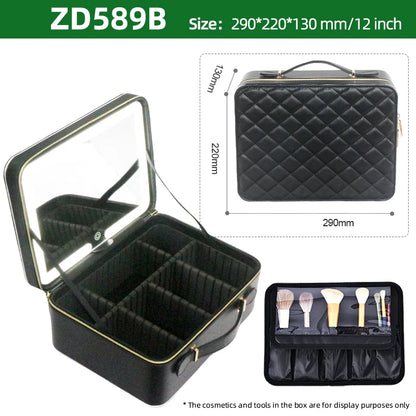 Large Capacity Makeup Case with LED Mirror Multiple Size Options Cosmetic Box LED Mirror Makeup Storage Box for Beauty Salons
