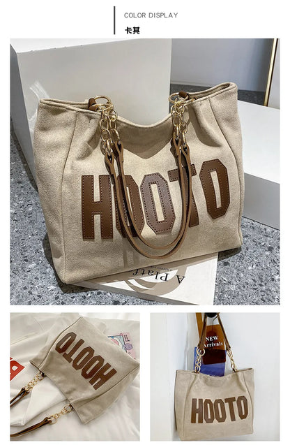 Solid Color Shoulder Bag, Trendy Letters Tote Bag, Canvas Campus Handbag for Women, Office,College,Work,Travel Hand Bags Bolsa