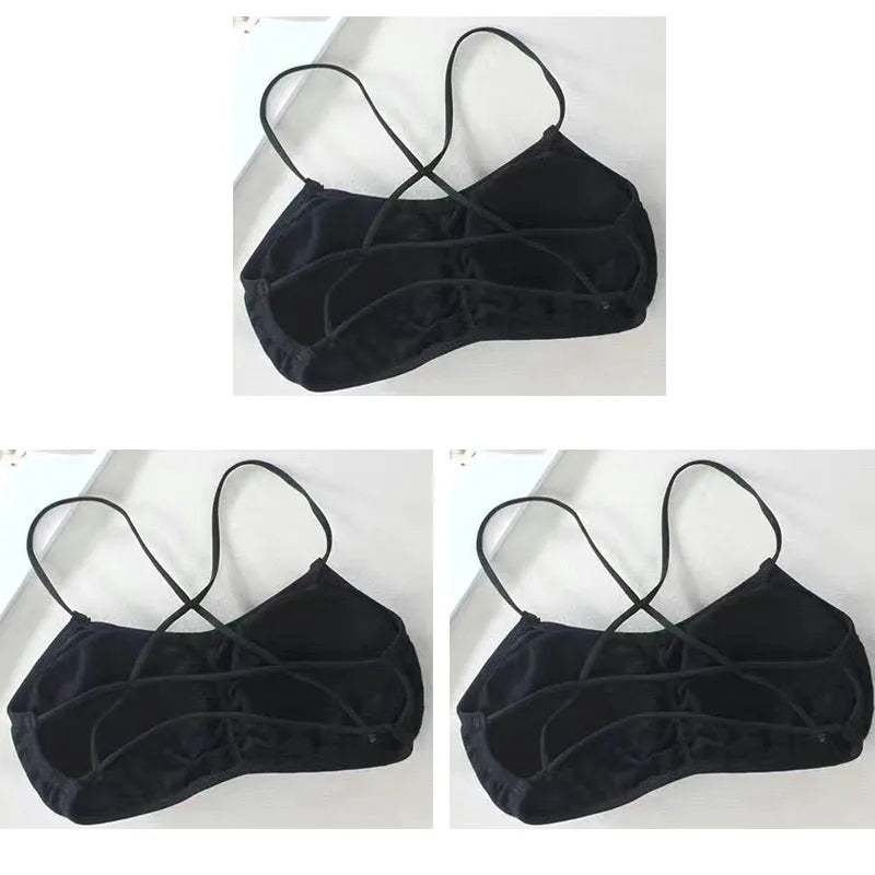 3pcs Womens Top Cross Strap Sports Bra Thin Push Up Sport Bra Yoga Gym Crop Tops Brassiere Fitness Breathable Girls Student Bras.