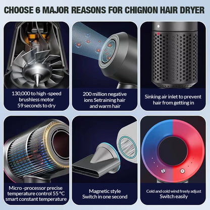 5 in 1 Electric Ionic Hair Dryer High Speed Bladeless HairDryer Negative Ion Professional 1.8M Super Leafless Hair Dryer.