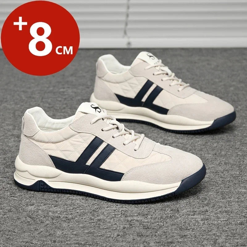 Genuine Leather Lift Sneakers Men Height Increase Insoles 6/8cm High Quality Elevator Shoes Comfortable Breathable Casual Sports.