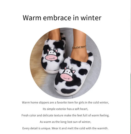 Smile PoP Cute Women Slippers Indoor Fuzzy Women House Slippers Classic Cartoon Casual Home Shoes Warm Bedroom  Animals Shoes.