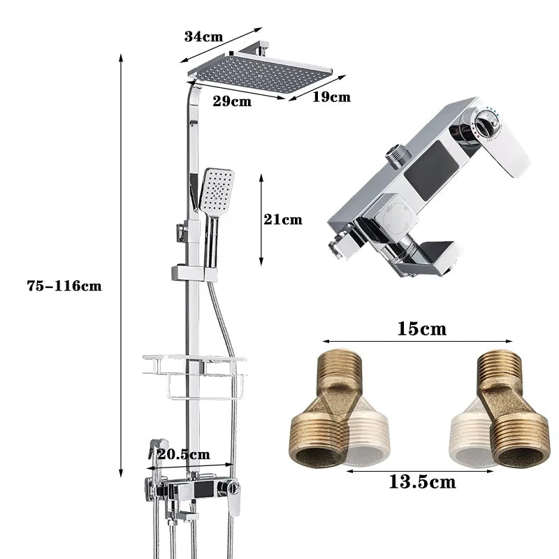 Chrome/Black Brass Shower Faucets Bathroom Shower Mixer Faucet Shower System Rainfall Shower Set Shower Spray For Bathroom