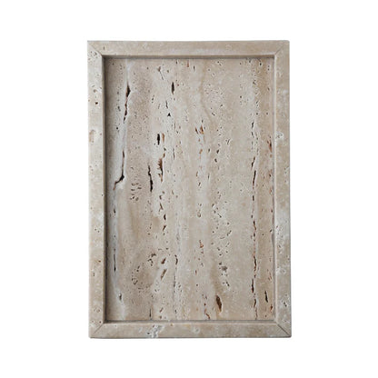 Minimalism Marble Tray for Perfume Candles Jewelry Travertine Stone Vanity Tray for Dresser Countertop Coffee Table Serving.