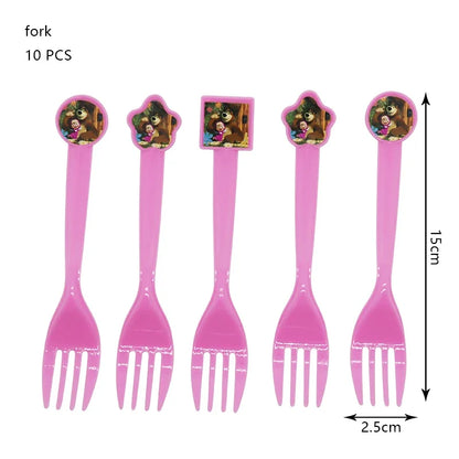 Mashas und Bär Geburtstag Party Dekoration Cartoon Thema Luftballons Kinder Event liefert Einweggeschirr Hintergrund